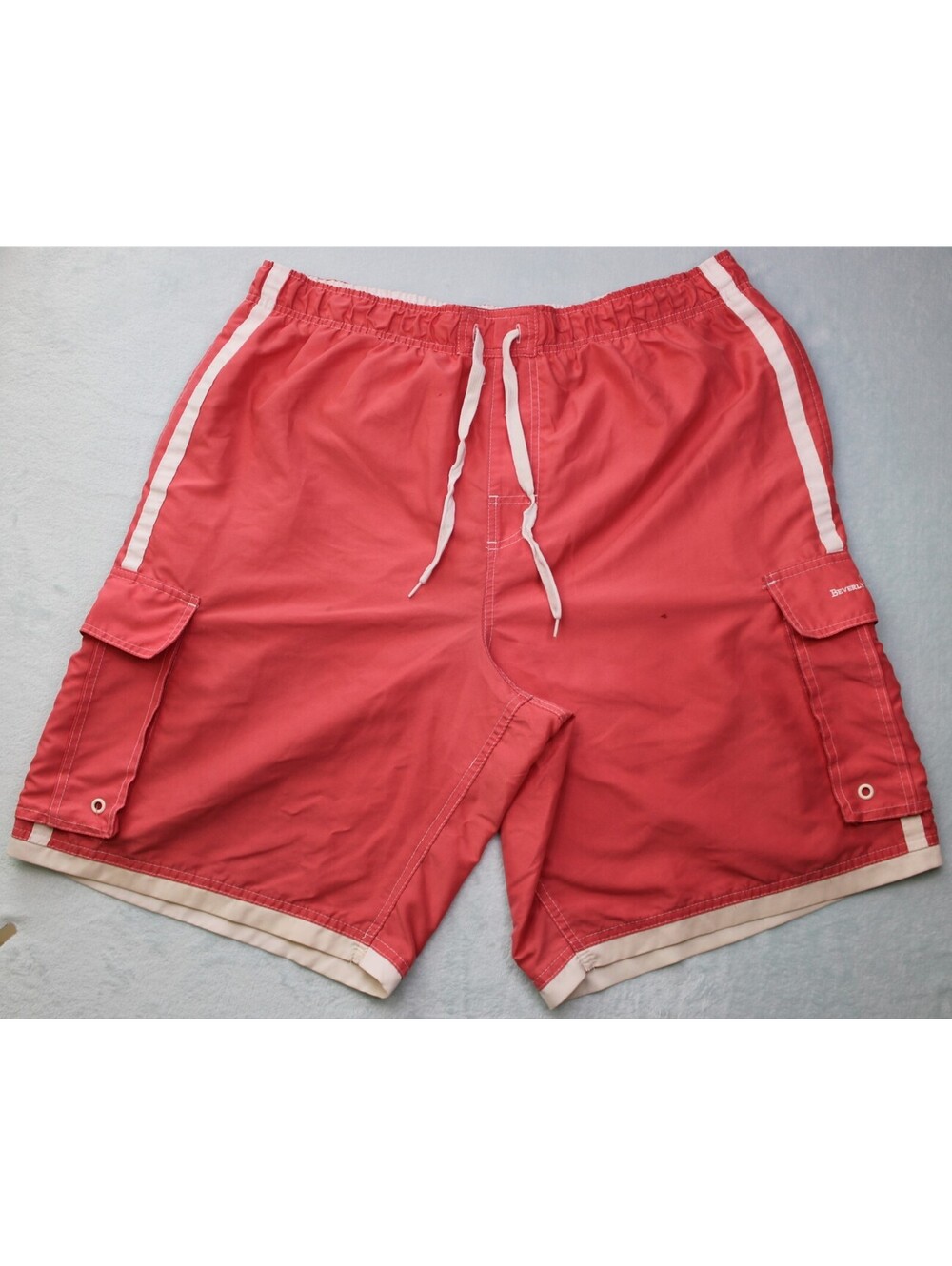 Beverly Hills Polo Club Swim Trunks XXL Coral Pink Board Shorts Cargo Mesh...